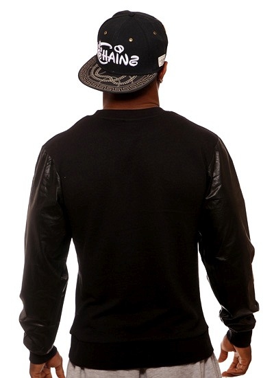 Southpole  PU Sleeves Crew Blk