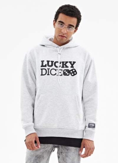 Lucky Dice  Logo One Hoodie szara