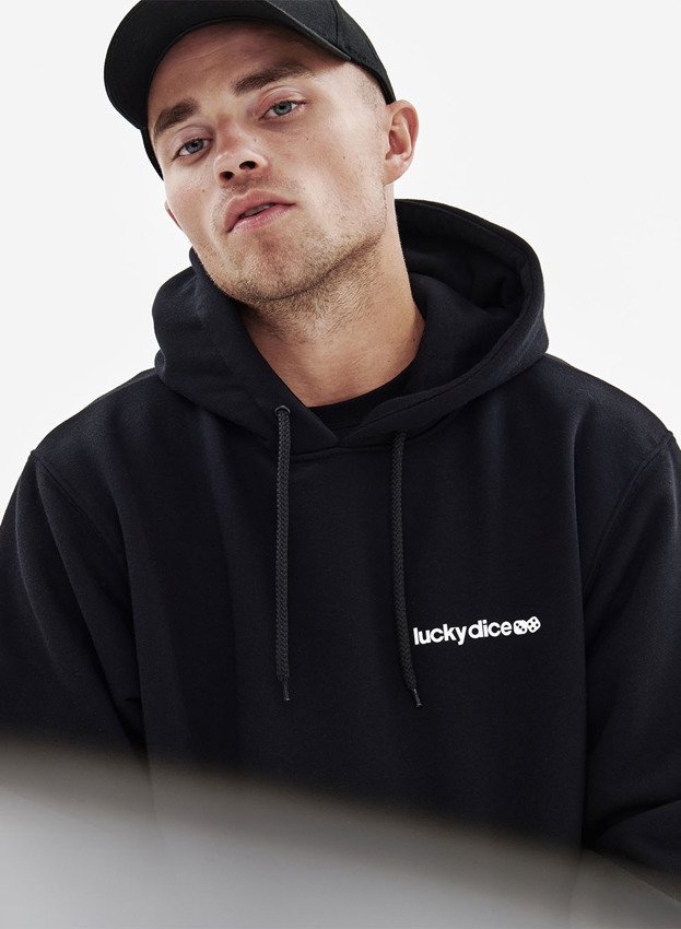 bluza lucky dice classic logo hoodie czarna